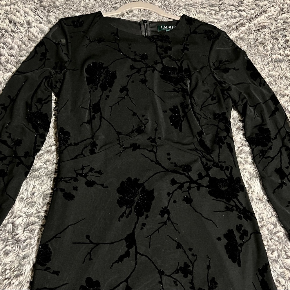 Black Dress with Black Velvet Detail